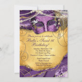 Masquerade Birthday Party-uitnodigingen Kaart (Achterkant)