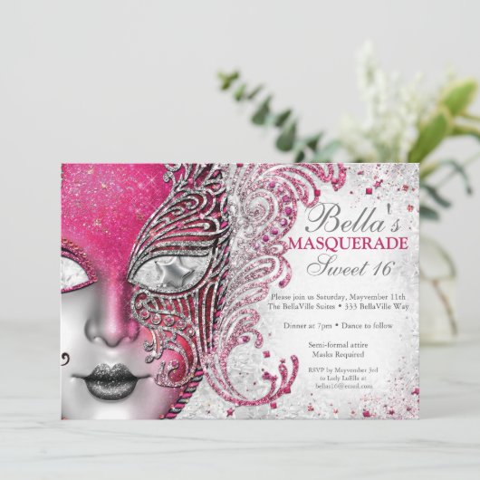 Masquerade Birthday Party-uitnodigingen Kaart (Staand voorkant)