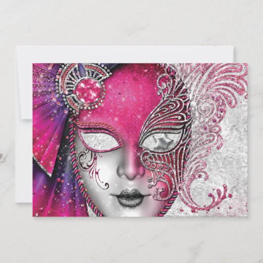Masquerade Birthday Party-uitnodigingen Kaart (Achterkant)