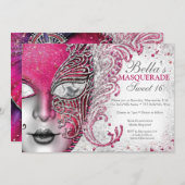 Masquerade Birthday Party-uitnodigingen Kaart (Voorkant / Achterkant)