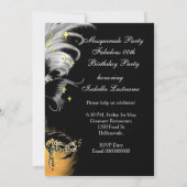 Masquerade Birthday Party Wild Mask Black Gold Kaart (Achterkant)
