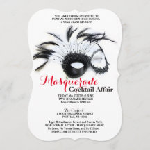 Masquerade Black en Red Invitations