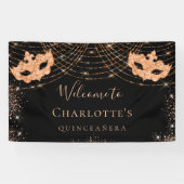 Masquerade Black glitter stof Quinceanera Spandoek (Horizontaal)