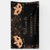 Masquerade Black glitter stof Quinceanera Spandoek (Verticaal)