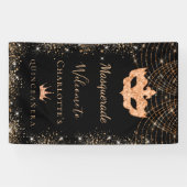 Masquerade Black glitter stof Quinceanera Spandoek (Horizontaal)