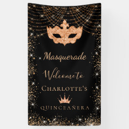 Masquerade Black glitter stof Quinceanera Spandoek