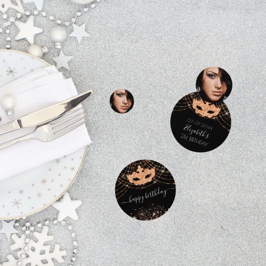 Masquerade Black glitter-stofverjaarfeest Confetti