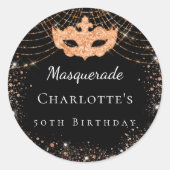 Masquerade Black glitter-stofverjaarfeest Ronde Sticker (Voorkant)