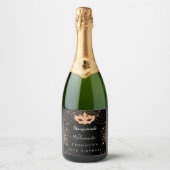 Masquerade Black glitter-stofverjaarfeest Sparkling Wijnetiket (Voorkant)