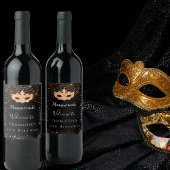 Masquerade Black glitter-stofverjaarfeest Wijn Etiket