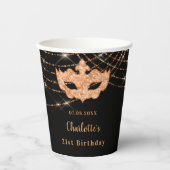 Masquerade Black Glitter verjaardagsfeest Papieren Bekers (Voorkant)
