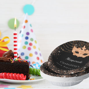 Masquerade Black Glitter verjaardagsfeest Papieren Kommen