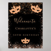 Masquerade Black Glitter verjaardagsfeest Poster (Voorkant)