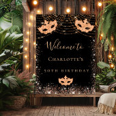 Masquerade Black Glitter verjaardagsfeest Poster