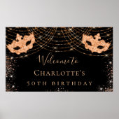 Masquerade Black Glitter verjaardagsfeest Poster (Voorkant)