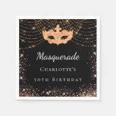 Masquerade Black Glitter verjaardagsfeest Servet (Voorkant)