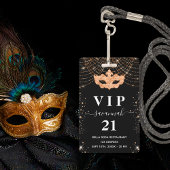 Masquerade Black glitter vip uitnodiging badge