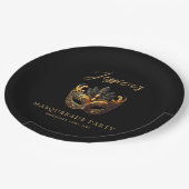Masquerade Black Gold Birthday  Papieren Bordje (Gekanteld)