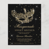 Masquerade black Gold glitter mask budget Sweet 16 (Voorkant)