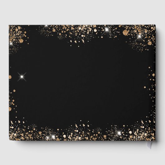 Masquerade black gold glitter verjaardag gastenboek (Achterkant)