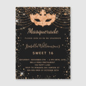 Masquerade black gold Sweet 16 nodigmagnet (Voorkant)