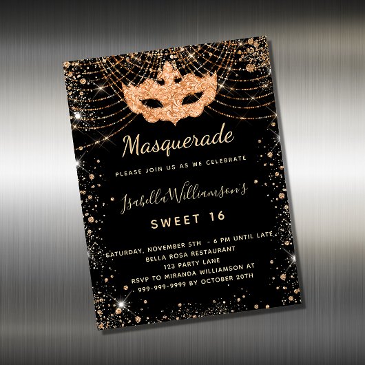 Masquerade black gold Sweet 16 nodigmagnet