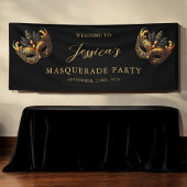 Masquerade Black Gold Verjaardag Welkom Spandoek