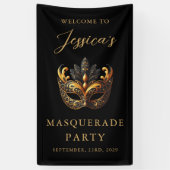 Masquerade Black Gold Verjaardag Welkom Spandoek (Verticaal)