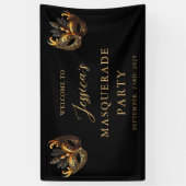 Masquerade Black Gold Verjaardag Welkom Spandoek (Verticaal)
