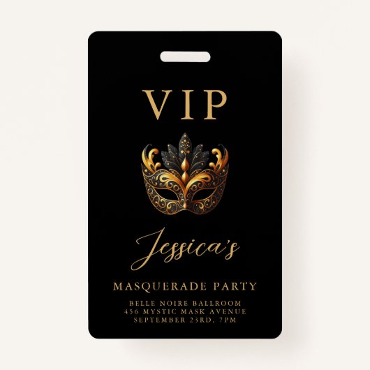 Masquerade Black Gold VIP-uitnodiging Badge (Voorkant)