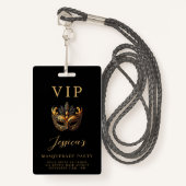 Masquerade Black Gold VIP-uitnodiging Badge (Voorkant met draagriem)