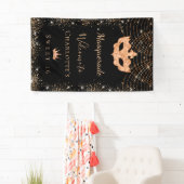 Masquerade black goudglitterstof Sweet 16 Spandoek (Insitu)