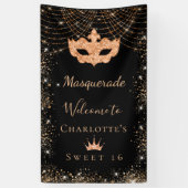 Masquerade black goudglitterstof Sweet 16 Spandoek (Verticaal)