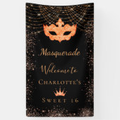 Masquerade black goudglitterstof Sweet 16 Spandoek (Verticaal)