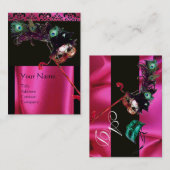 MASQUERADE BLACK PINK FUCHSIA SILK DAMASK CLOTH VISITEKAARTJE (Voorkant / Achterkant)