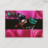 MASQUERADE BLACK PINK FUCHSIA SILK DAMASK CLOTH VISITEKAARTJE (Achterkant)
