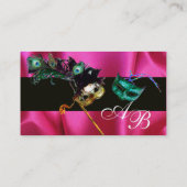 MASQUERADE BLACK PINK FUCHSIA SILK DAMASK CLOTH VISITEKAARTJE (Achterkant)