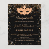 Masquerade Black Quinceanera-uitnodiging Flyer (Voorkant)