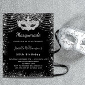 Masquerade Black Silver-budget verjaardagsuitnodig