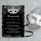 Masquerade Black Silver luxe verjaardagsfeestje Kaart