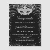 Masquerade Black Silver luxe verjaardagsfeestje Magnetische Uitnodiging (Voorkant)