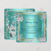 Masquerade Blauwgroen Blue Gold Snowflake Silver M Kaart (Voorkant / Achterkant)