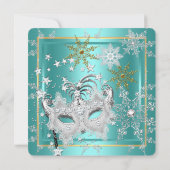 Masquerade Blauwgroen Blue Gold Snowflake Silver M Kaart (Achterkant)