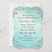 Masquerade Blauwgroen Silver Quinceanera Birthday  Kaart (Achterkant)