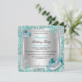 Masquerade Blauwgroen Silver Snowflakes Maskerpart Kaart (Staand voorkant)