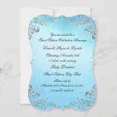 Masquerade Blue Silver Sweet 16 Birthday Kaart (Achterkant)