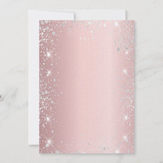 Masquerade blush roze zilver Sweet 16 luxe Kaart (Achterkant)