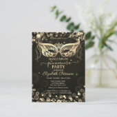 Masquerade Bokeh Dark Quinceañera Uitnodiging Briefkaart (Staand voorkant)