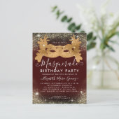 Masquerade Bourgogne Gouden Glitter Verjaardagsfee Briefkaart (Staand voorkant)