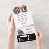 Masquerade bruiloft | bruidegom Venetiaanse masker All In One Uitnodiging (Afscheurbaar)